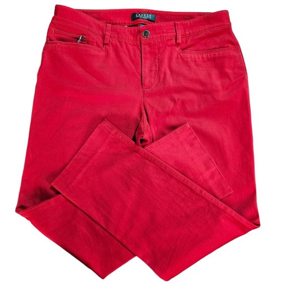 Lauren Ralph Lauren Pants - Lauren Ralph Lauren Red Clean Cut Everyday Business Casual Chino Pants, Size 8P